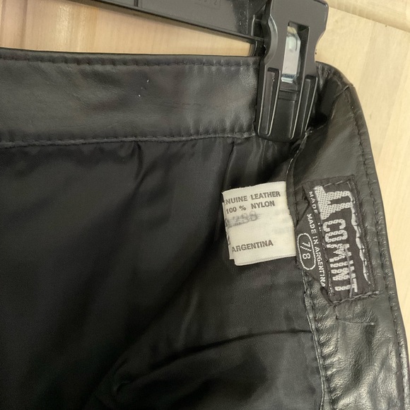 COMINT LADIES Genuine Leather Skirt Size 7/8 Black A-Line - Picture 3 of 6